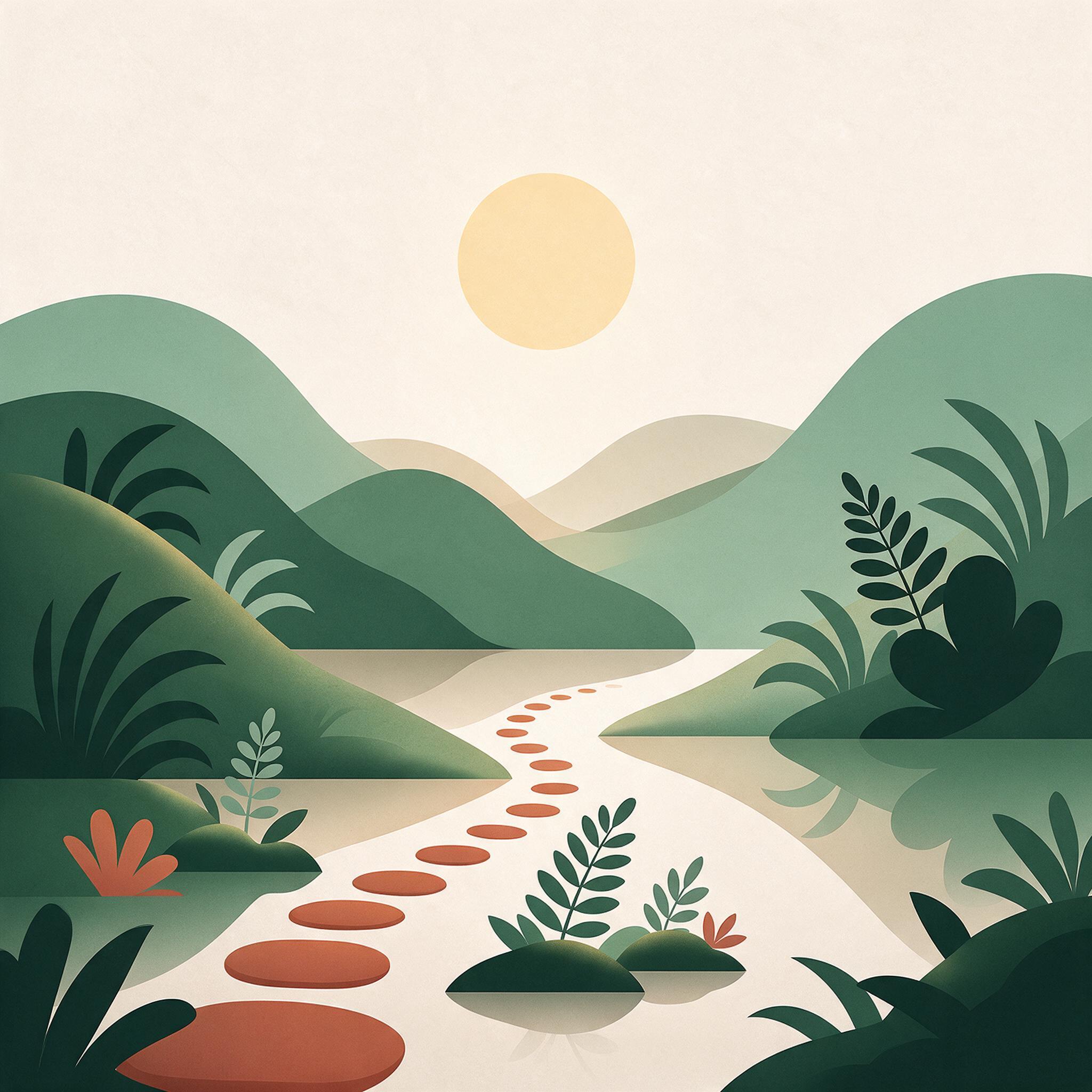 Botanical sanctuary environment illustration